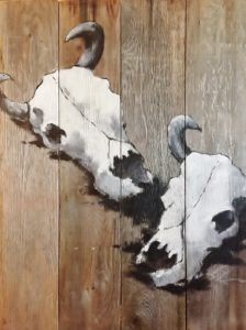 Acrylic on barnboard - Checkmate